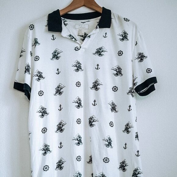 Forever 21 Nautical Preppy Polo Sailor Shirt with Blue Collar Size M - Picture 4 of 5